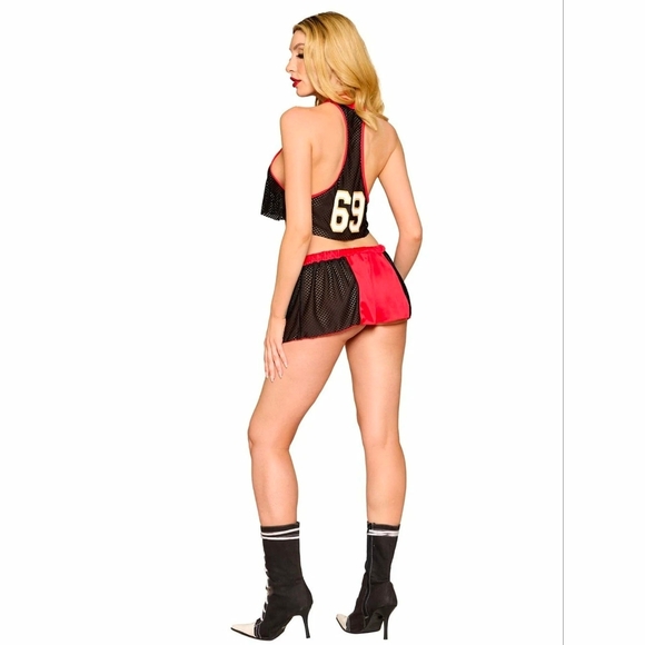 Dreamgirl Tackle Me Cheerleader Costume Set Crop Top Mini Skirt Whistle One Size - Picture 2 of 8